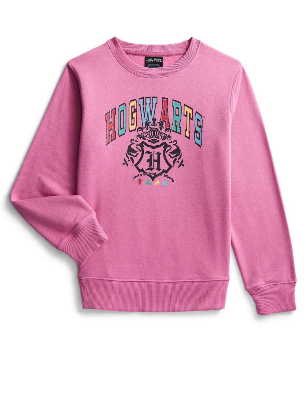 Warner Bros. Hogwarts Pink Kids Crewneck Sweatshirt Harry Potter NWT L XL XXL